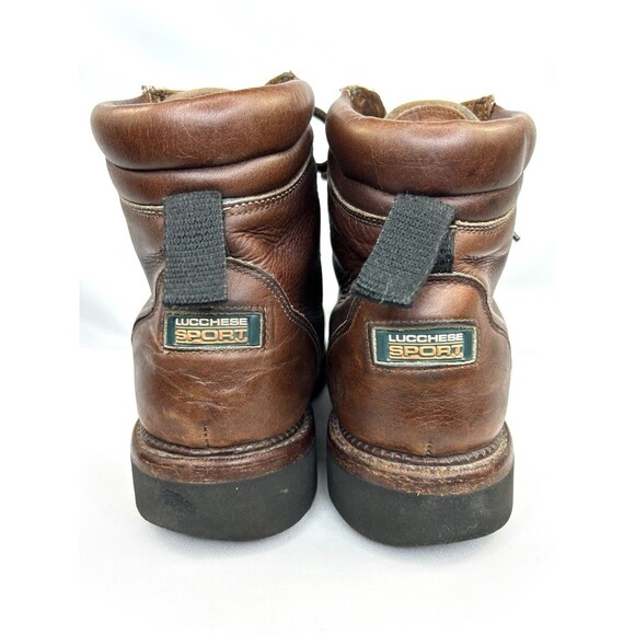 Lucchese Sport Men\'s Brown Leather Lace Up Moc Toe Work Boots Size 8.5 EE
